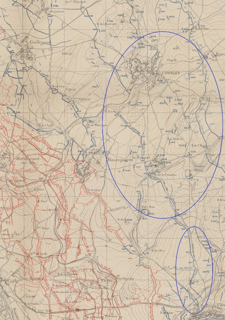 Secteurs d’attaque des 1er et 7ème C.A du 03 septembre 1916