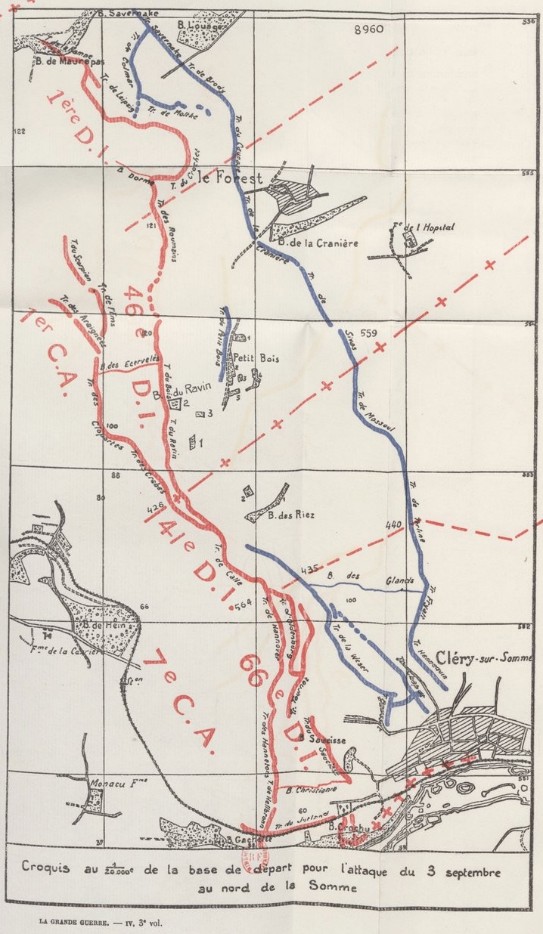croquis des attaques engagées le 03 septembre 1916