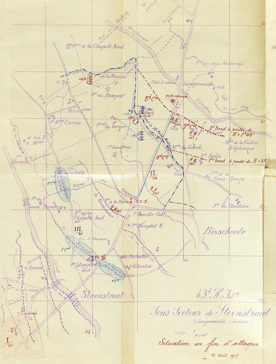 Sous-secteur de Steenstraat – Bixschoote au 16 août 1917